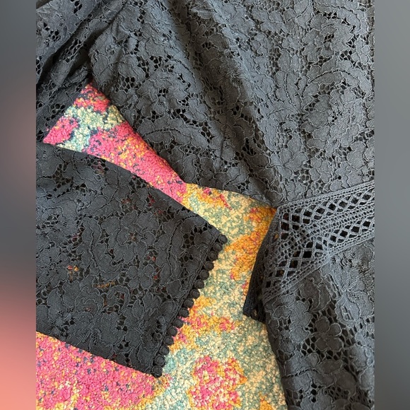 NWT Express | Women’s Black Lace Long Puffer Sleeves Cut Out Sides Dress Size XL - Picture 11 of 16